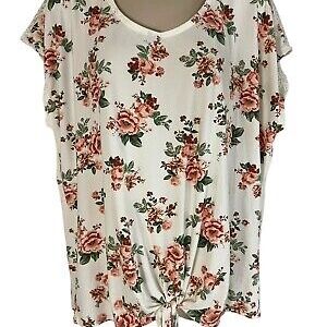 Bobbie Brooks Floral Short Sleeve Top - Pink and Green